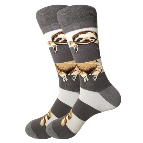 Hanging Sloth Grey Crazy Socks - Crazy Sock Thursdays