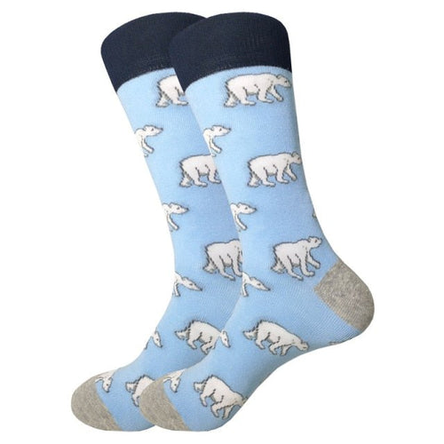 Light Blue Polar Bear Crazy Socks - Crazy Sock Thursdays